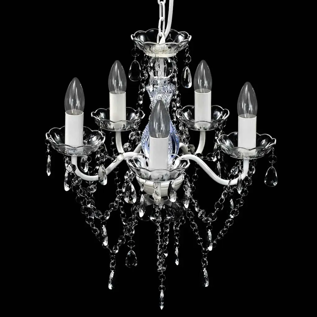 Ceiling Chandelier Living Room Bedroom Dining 5 Bulbs Transparent Crystal Glass