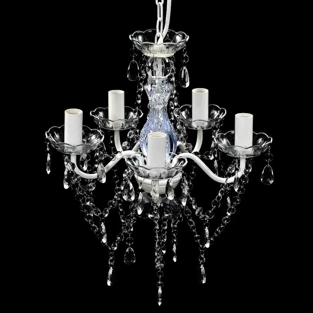 Ceiling Chandelier Living Room Bedroom Dining 5 Bulbs Transparent Crystal Glass