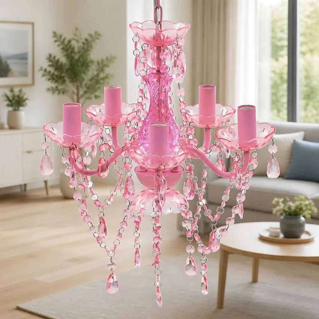 Pink Crystal Ceiling Chandelier Light