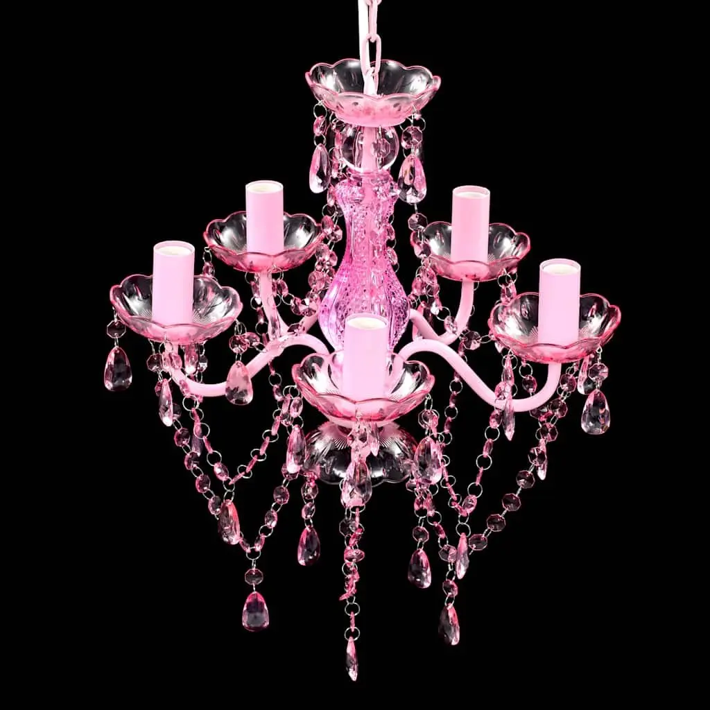 Crystal Ceiling Light Chandelier for Living Room Bedroom Dining 5 Bulbs Pink