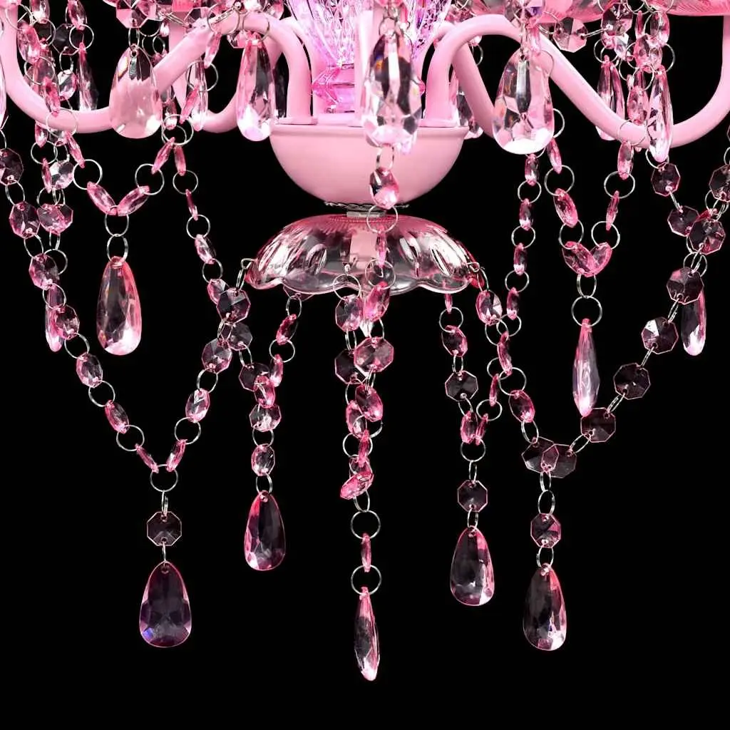 Crystal Ceiling Light Chandelier for Living Room Bedroom Dining 5 Bulbs Pink