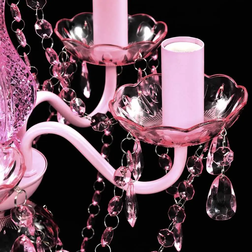 Crystal Ceiling Light Chandelier for Living Room Bedroom Dining 5 Bulbs Pink