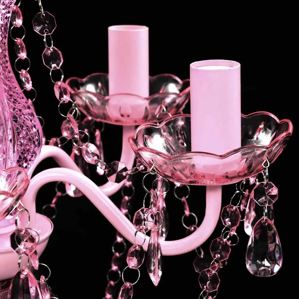 Crystal Ceiling Light Chandelier for Living Room Bedroom Dining 5 Bulbs Pink