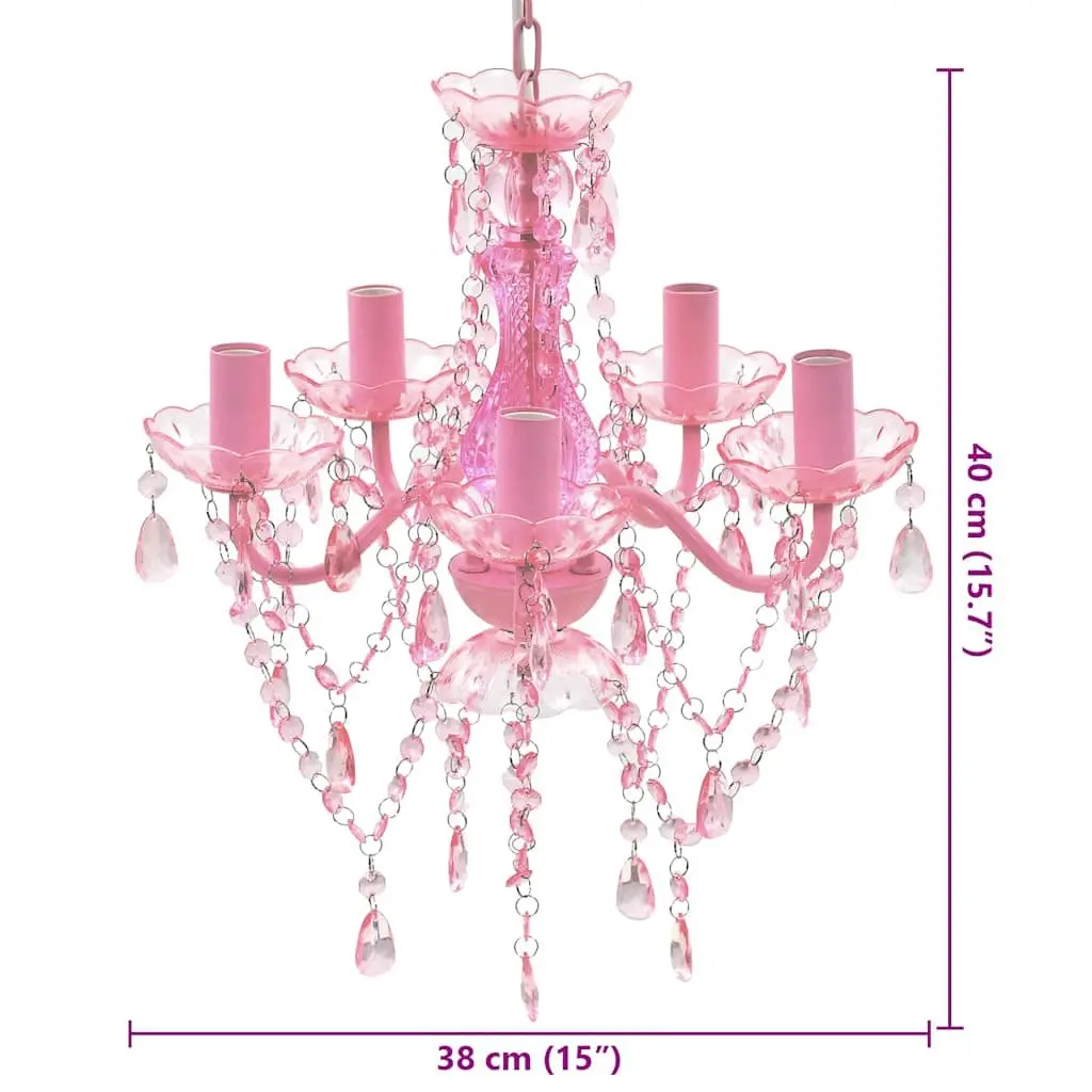 Crystal Ceiling Light Chandelier for Living Room Bedroom Dining 5 Bulbs Pink