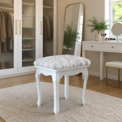 Dressing Stool with Padded Seat - White Vintage Style