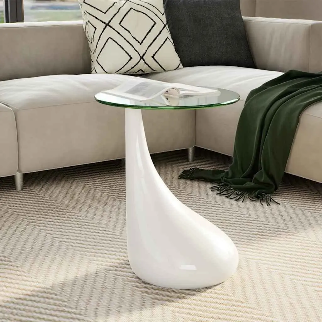 Coffee Table with Tempered Glass and Water-Drop Base