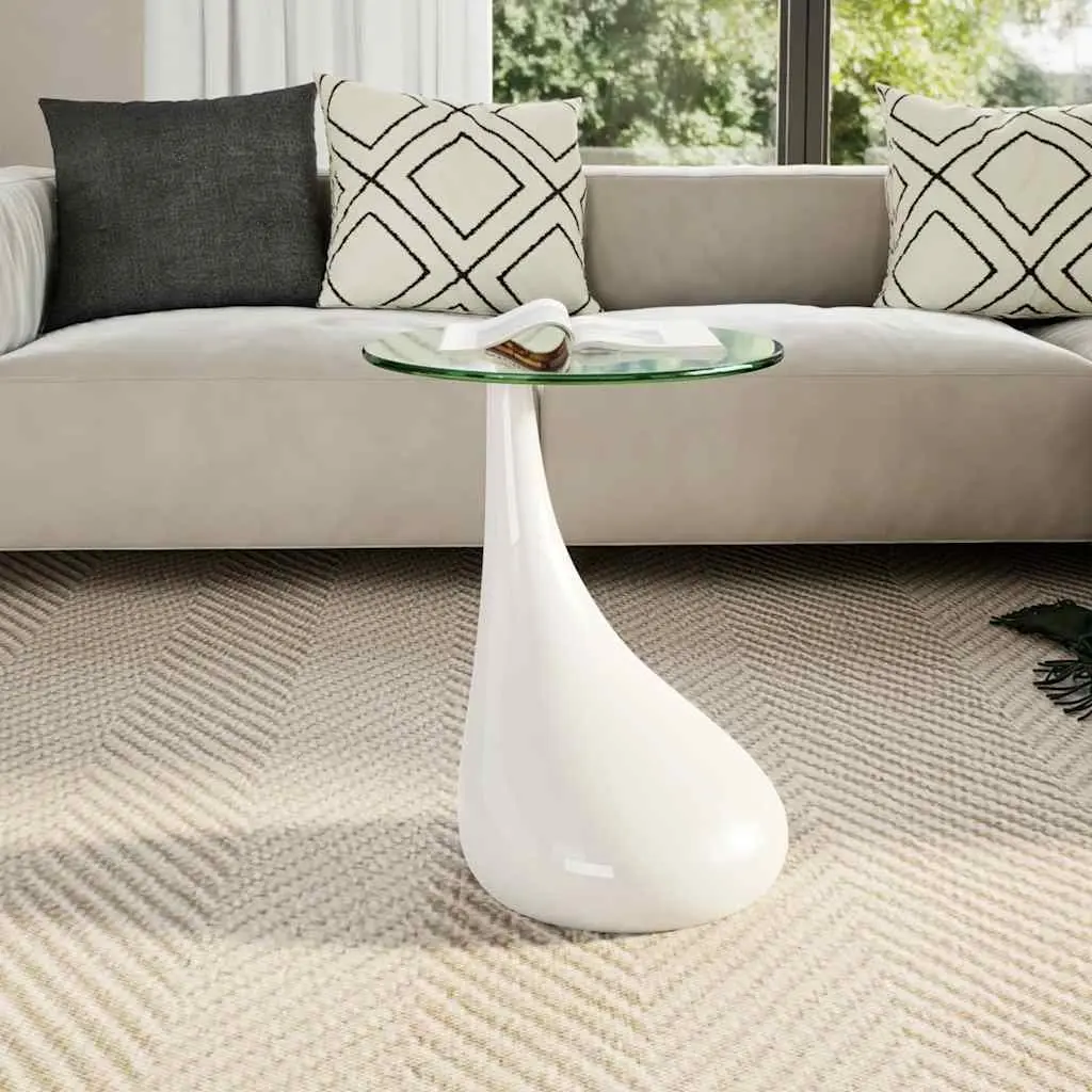 Coffee Table with Tempered Glass and Water-Drop Base
