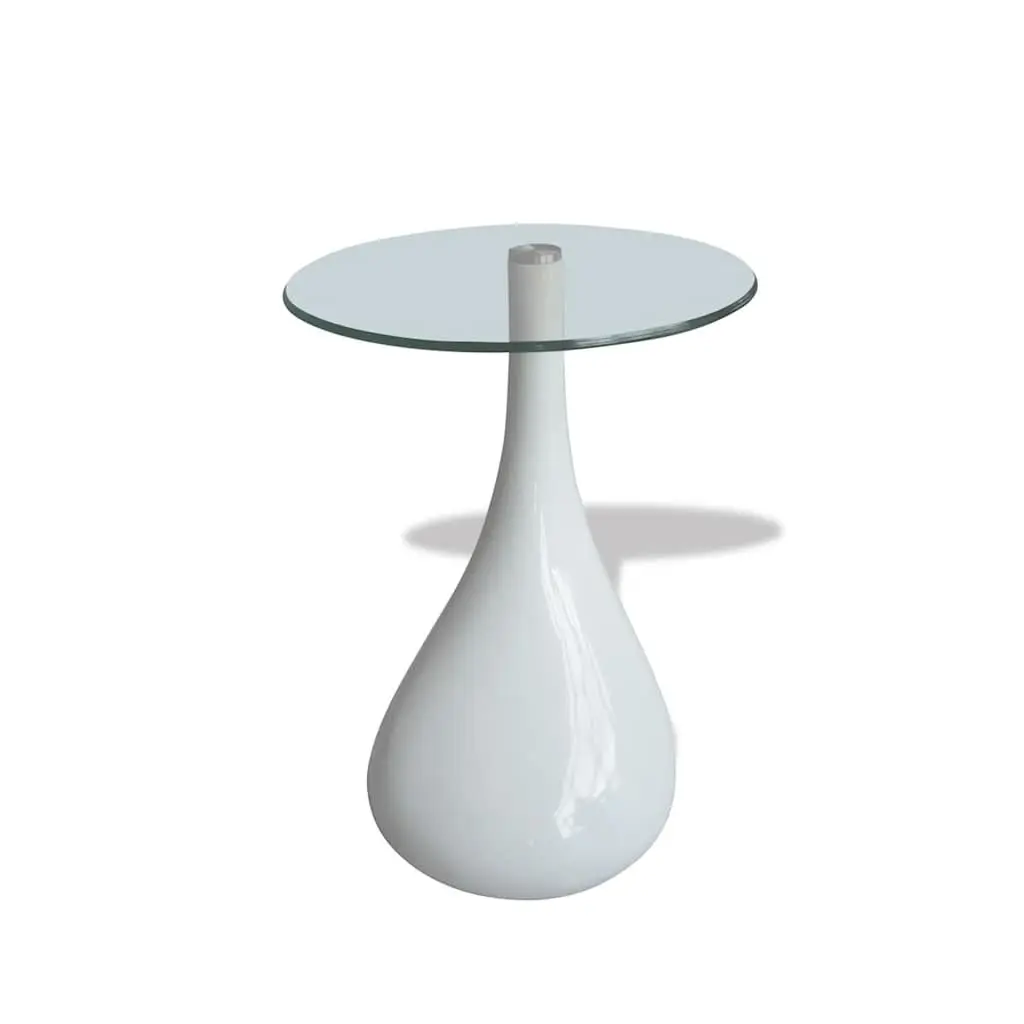 Coffee Table with Tempered Glass and Water-Drop Base