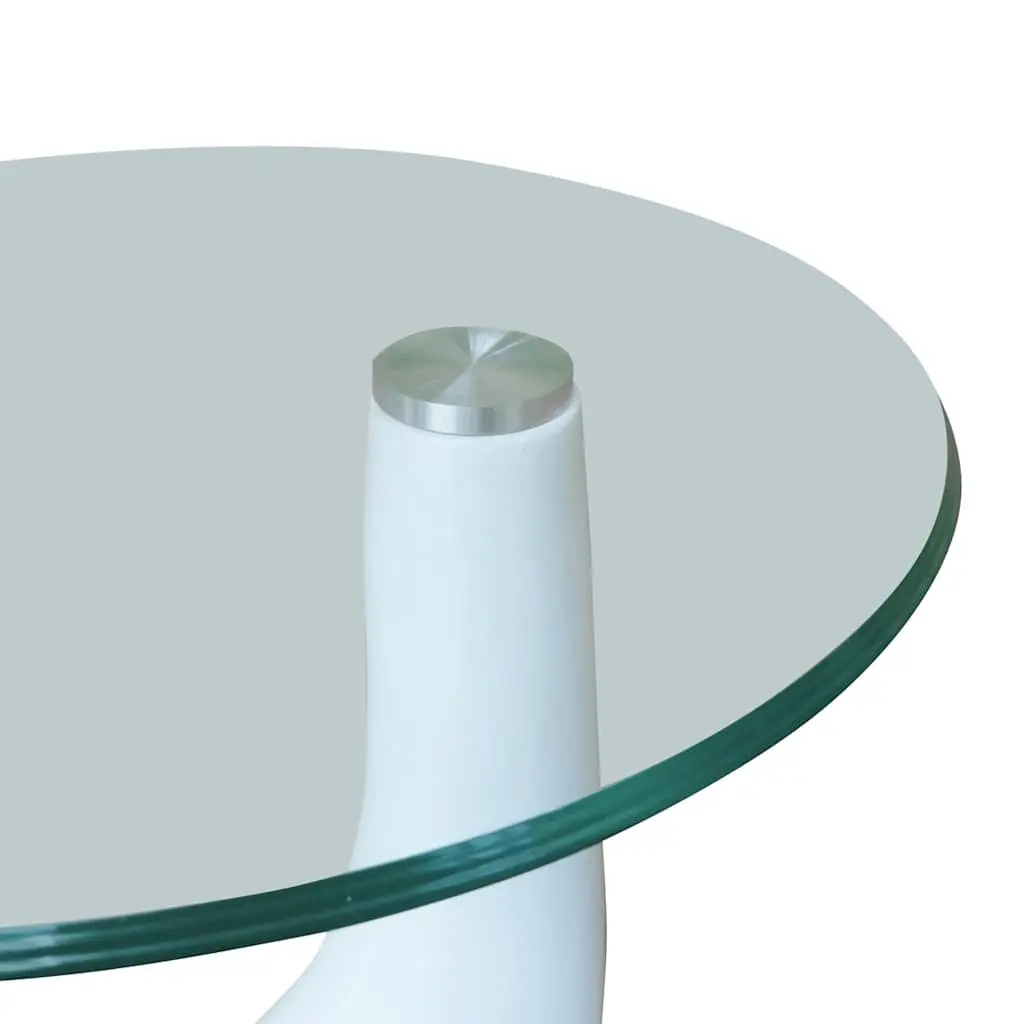 Coffee Table with Tempered Glass and Water-Drop Base