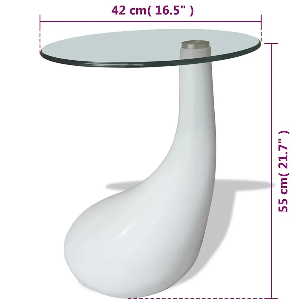 Coffee Table with Tempered Glass and Water-Drop Base
