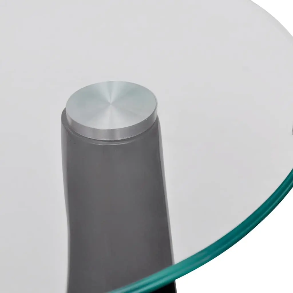 Coffee Table Living Room Round Glass Top High Gloss Black Water Drop Base