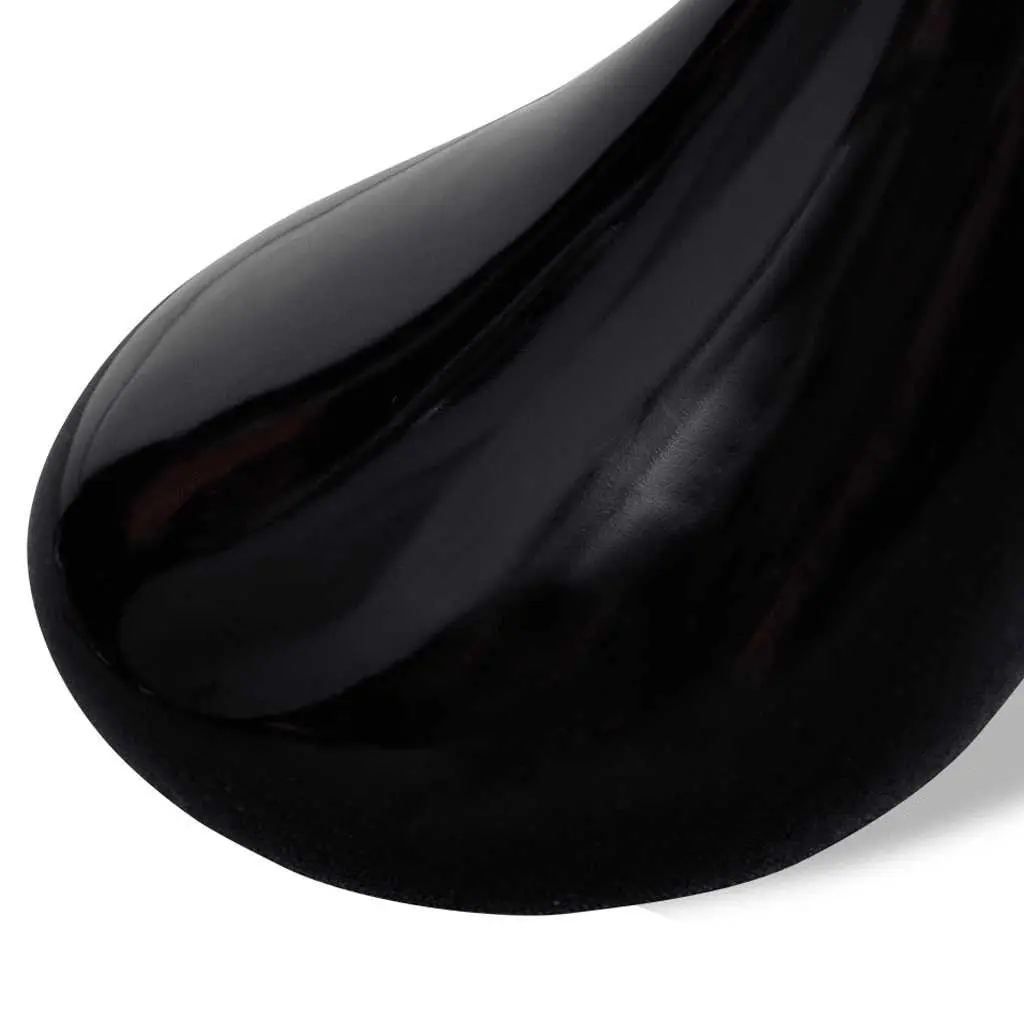 Coffee Table Living Room Round Glass Top High Gloss Black Water Drop Base