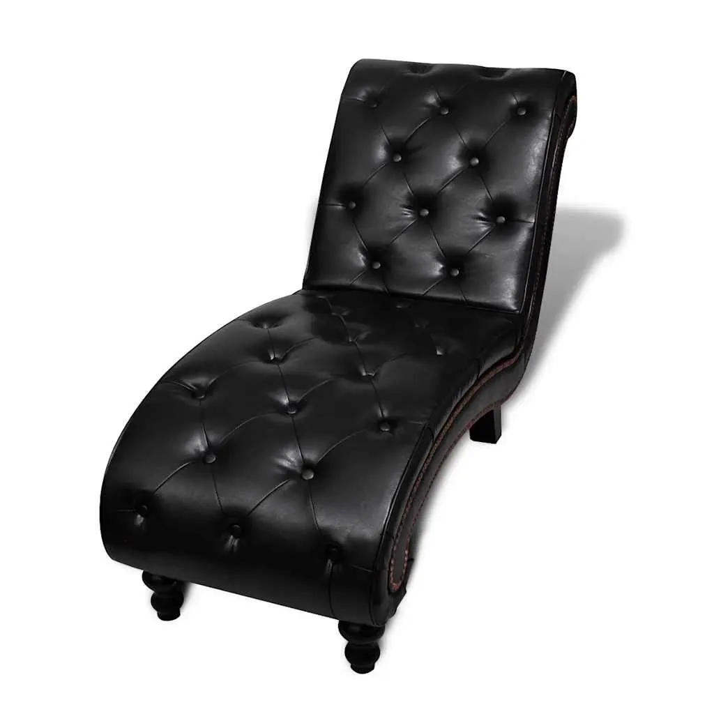 Brown Faux Leather Chaise Lounge