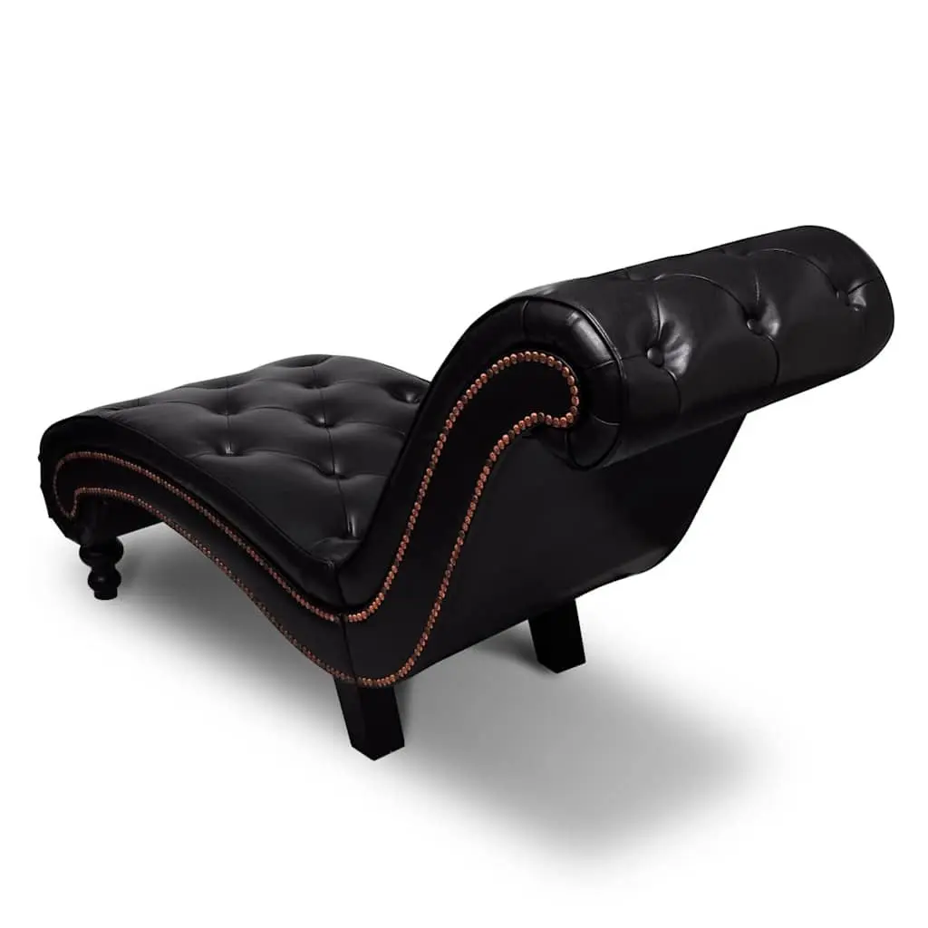 Brown Faux Leather Chaise Lounge