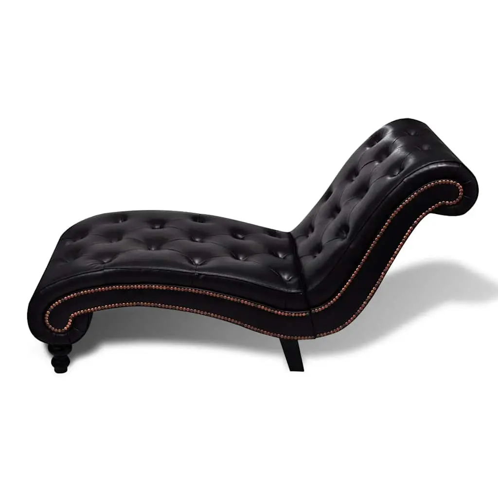 Brown Faux Leather Chaise Lounge