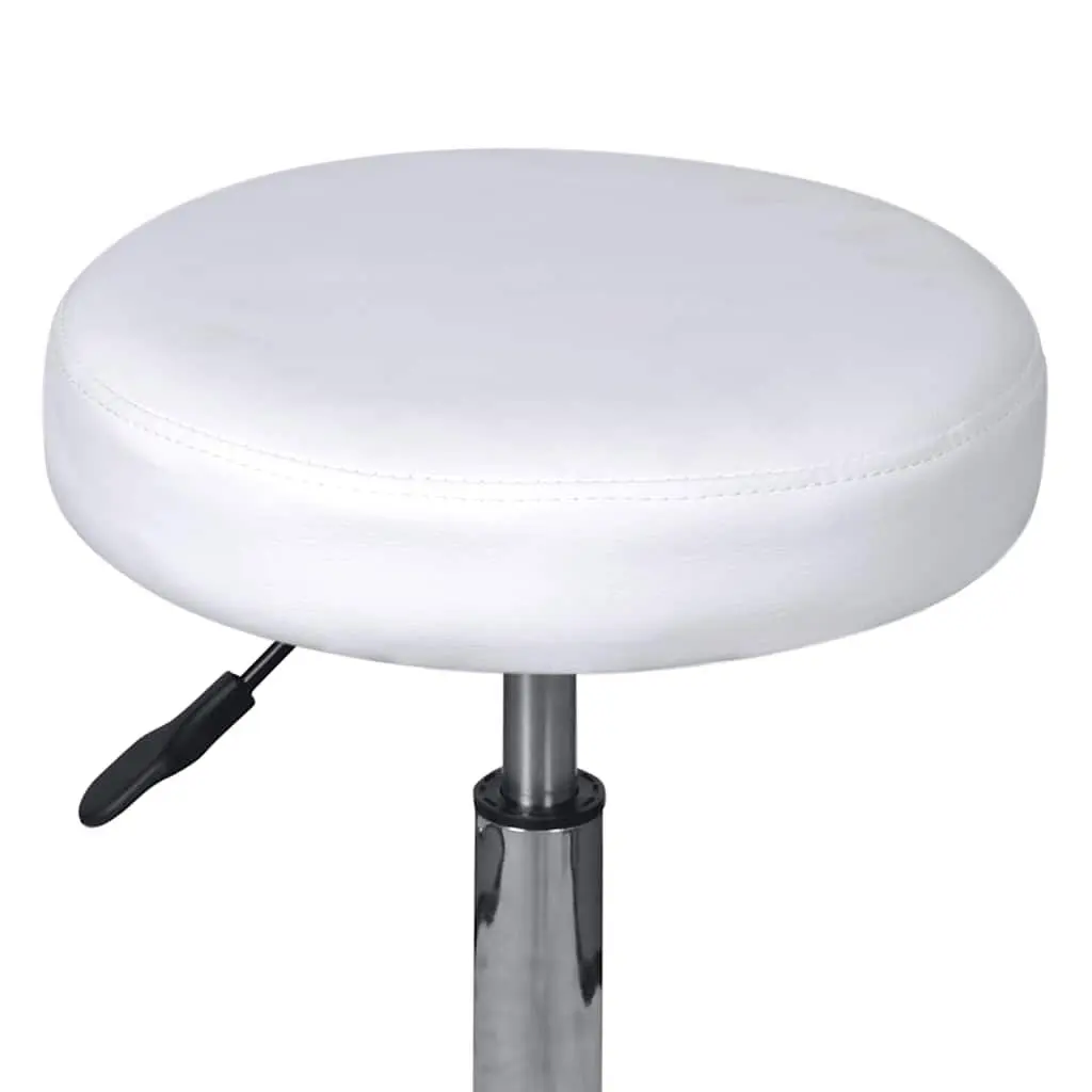 Adjustable Height White Office Stool