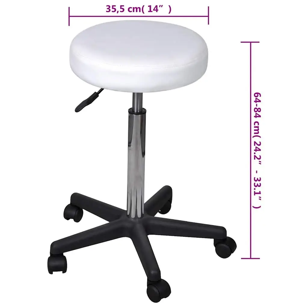 Adjustable Height White Office Stool