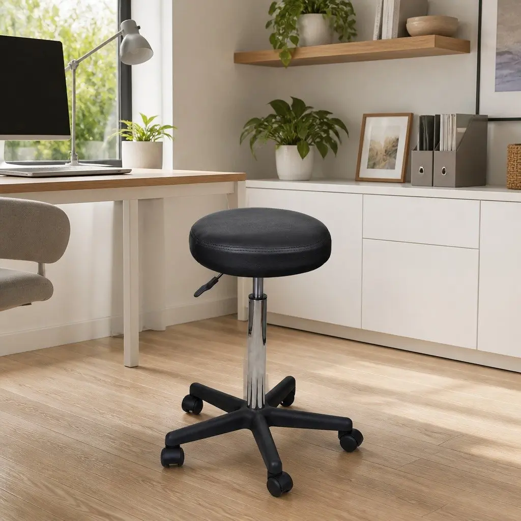 Office Stool Black Adjustable Height for Home and Workspace