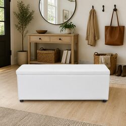 Medium White Storage Bench with Air Spring Mechanism