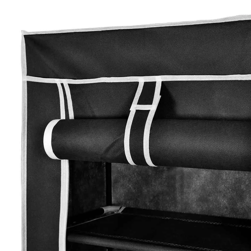Fabric Shoe Cabinet 8 Tier Shoe Rack Storage Organiser with Dust Cover Black