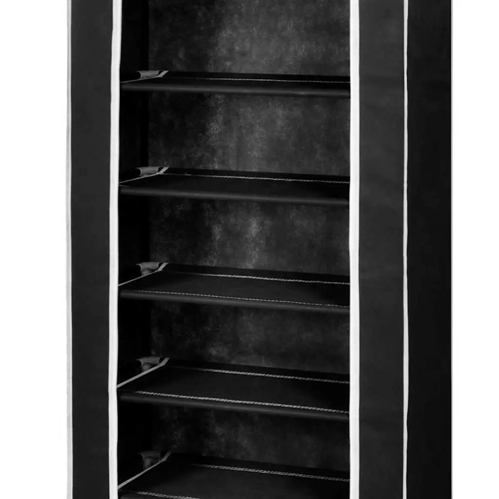 Fabric Shoe Cabinet 8 Tier Shoe Rack Storage Organiser with Dust Cover Black