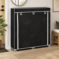 Dimensions of Black Fabric Shoe Cabinet - 115cm, 5-Tier