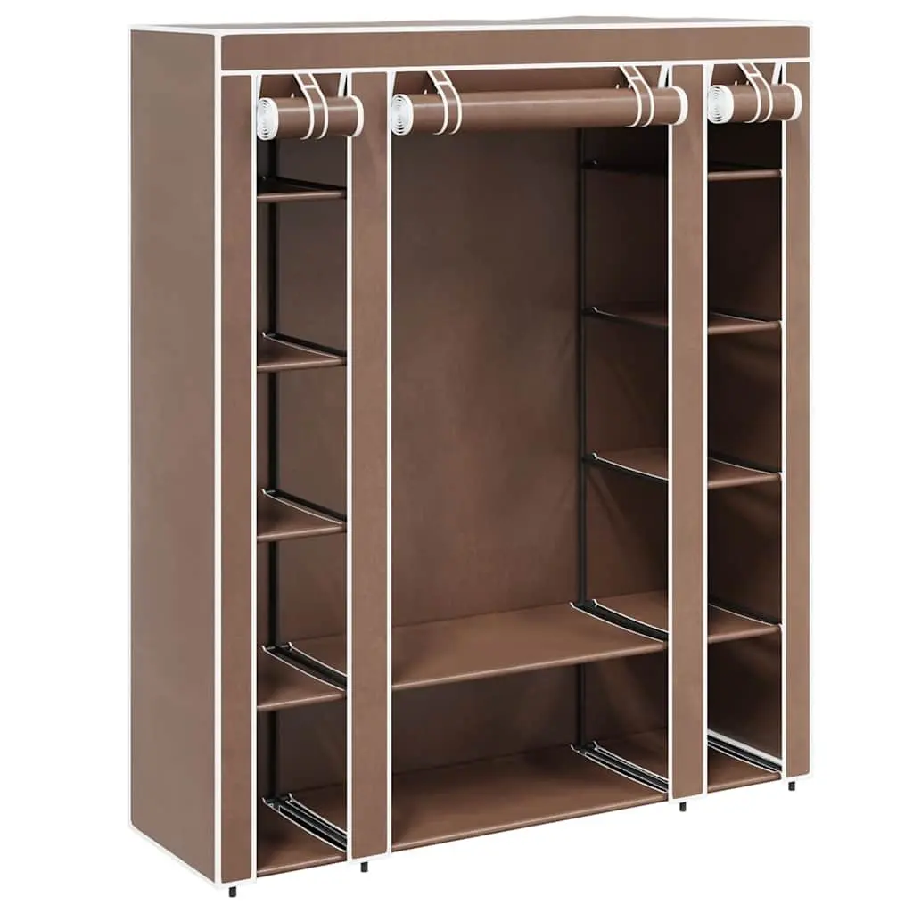Portable Wardrobe Cabinet Storage Closet for Bedrooms and Kids Rooms Brown Fabric 45 x 150 x 176 cm
