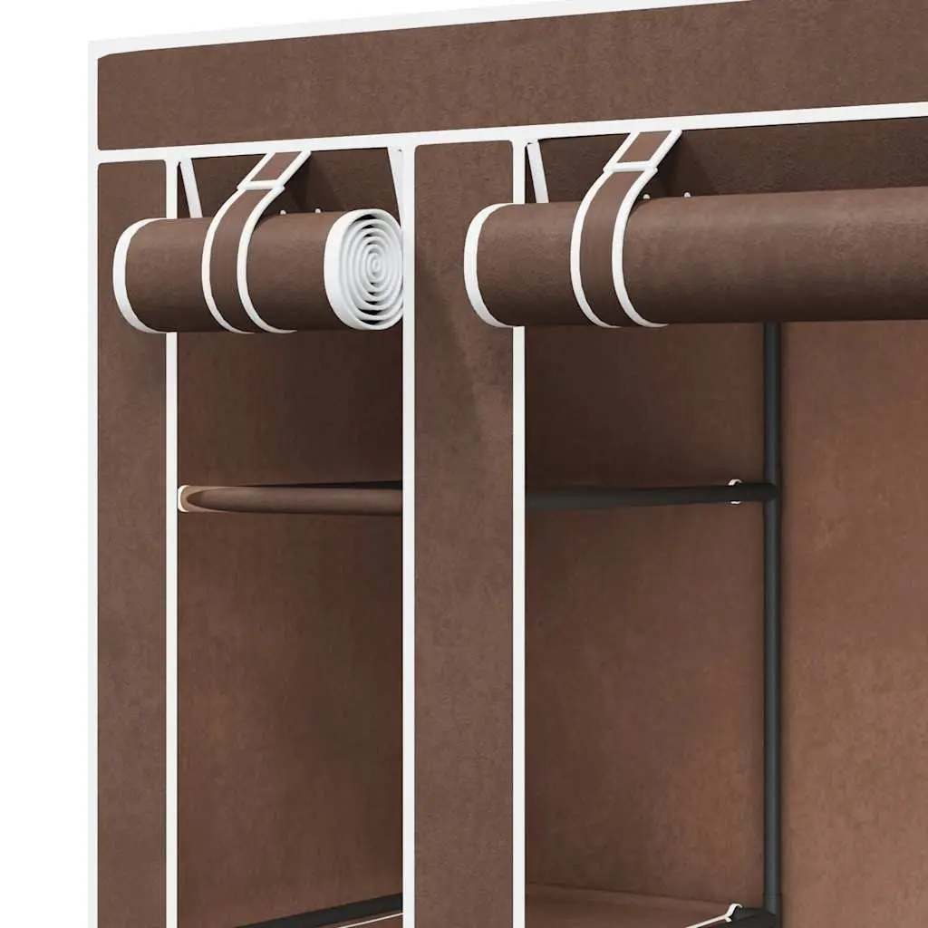 Portable Wardrobe Cabinet Storage Closet for Bedrooms and Kids Rooms Brown Fabric 45 x 150 x 176 cm