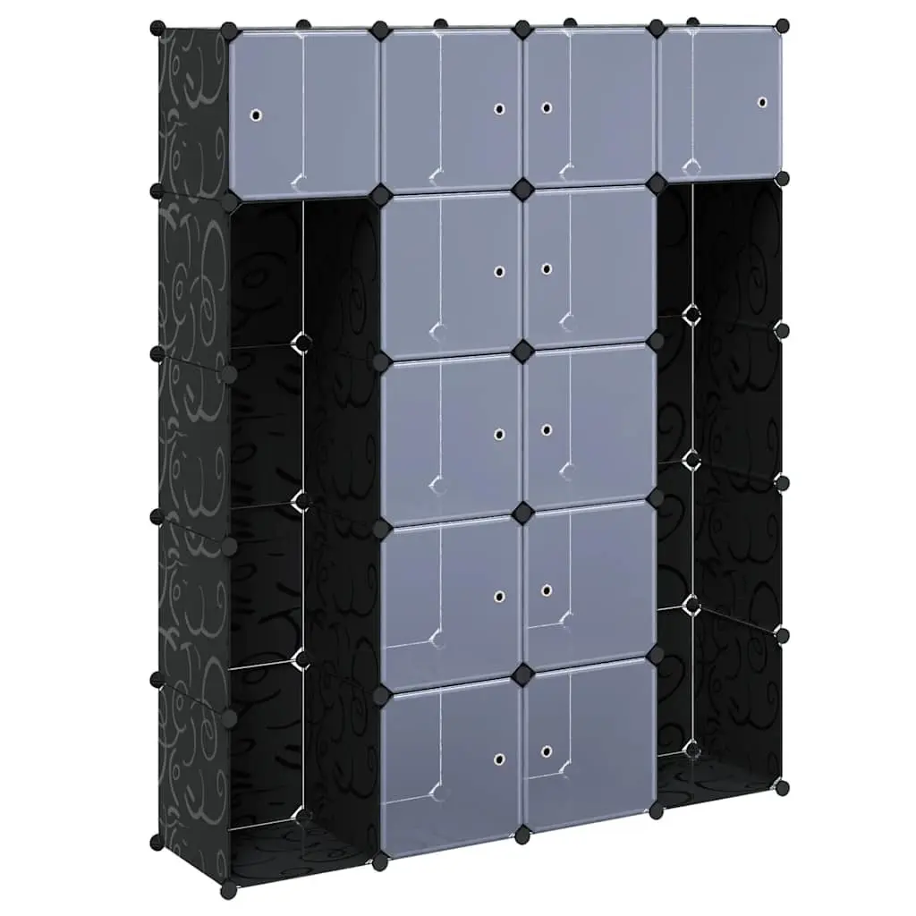 Modular Cabinet Storage Cupboard 14 Compartments Black for Wardrobe Organiser