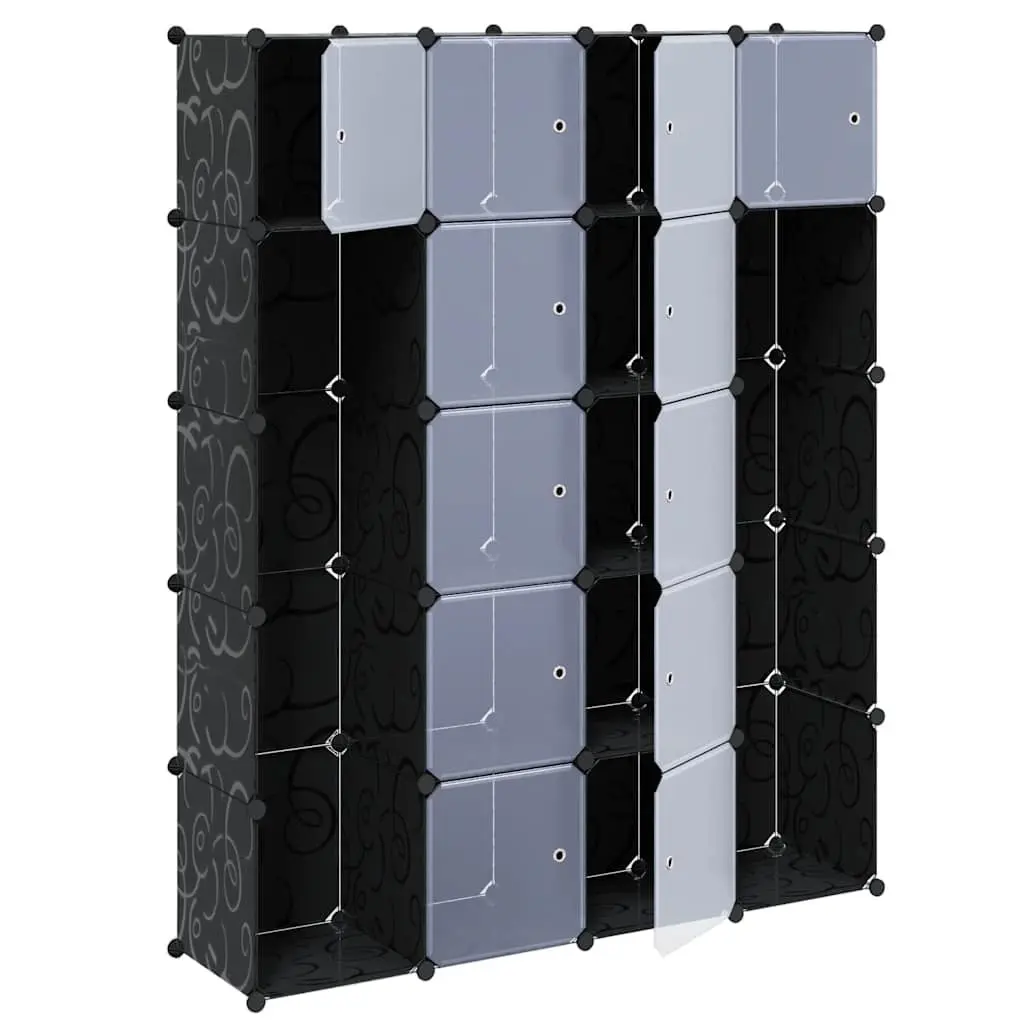 Modular Cabinet Storage Cupboard 14 Compartments Black for Wardrobe Organiser
