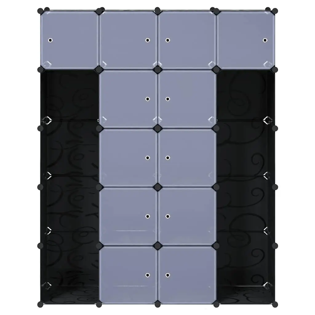 Modular Cabinet Storage Cupboard 14 Compartments Black for Wardrobe Organiser