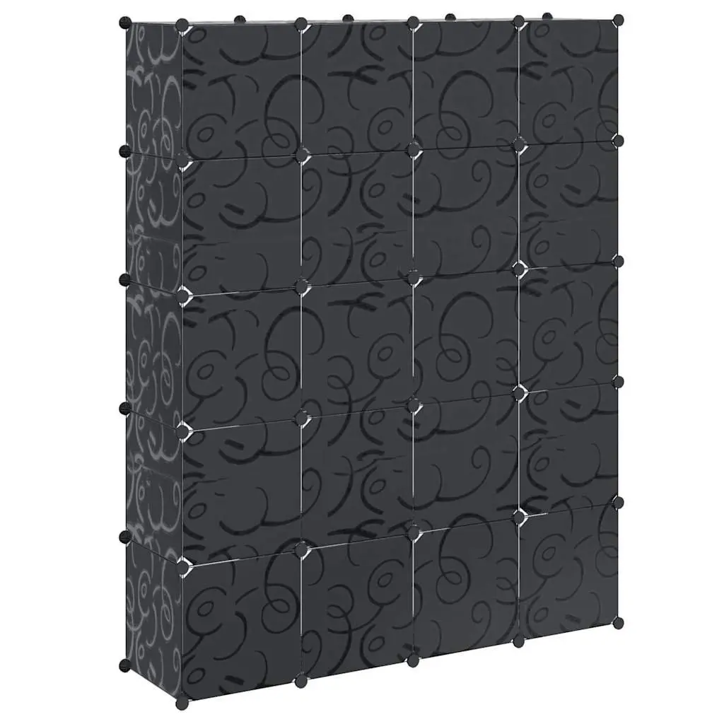Modular Cabinet Storage Cupboard 14 Compartments Black for Wardrobe Organiser