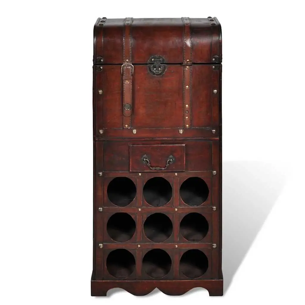 Wooden Wine Rack Storage Cabinet for Kitchen Dining Living Room 9 Bottle Holder with Drawer and Trunk