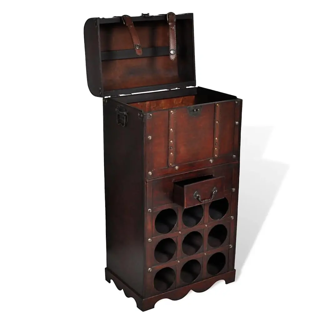 Wooden Wine Rack Storage Cabinet for Kitchen Dining Living Room 9 Bottle Holder with Drawer and Trunk