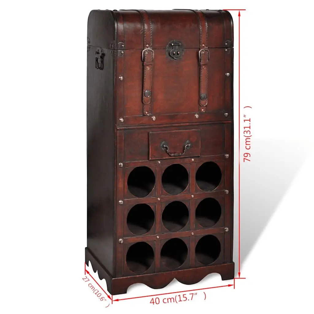 Wooden Wine Rack Storage Cabinet for Kitchen Dining Living Room 9 Bottle Holder with Drawer and Trunk