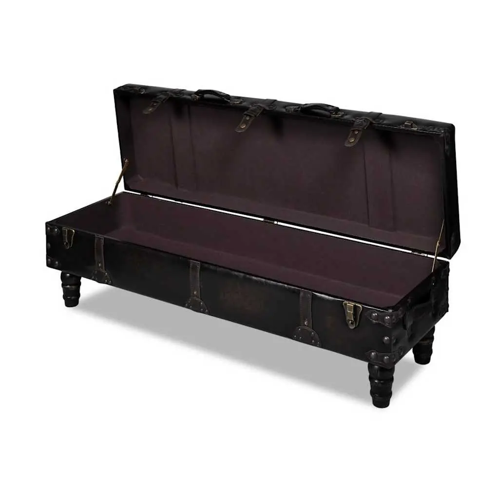Long Storage Bench for Hallway Entryway Brown Tufted Cushion Faux Leather MDF