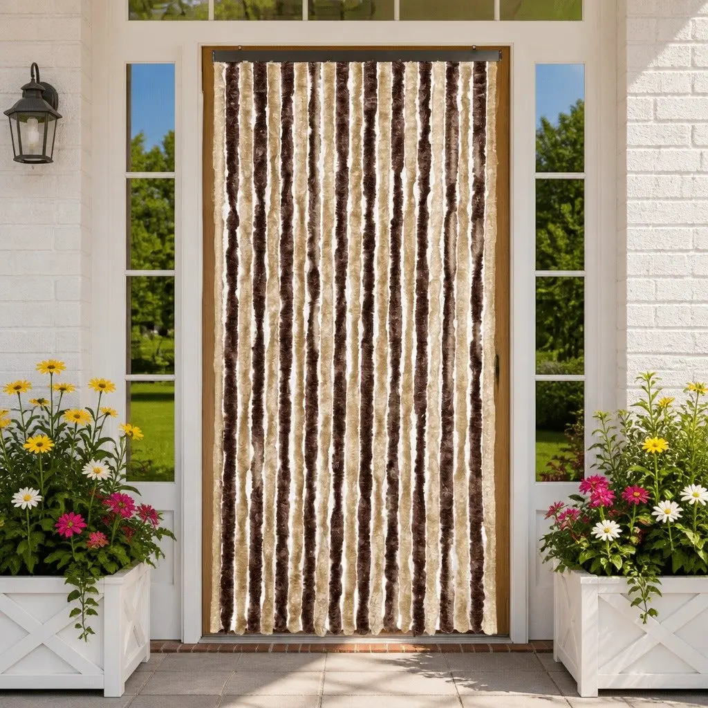 Insect Curtain Chenille 90x220 cm Beige Light Brown Fly Mosquito Door Screen
