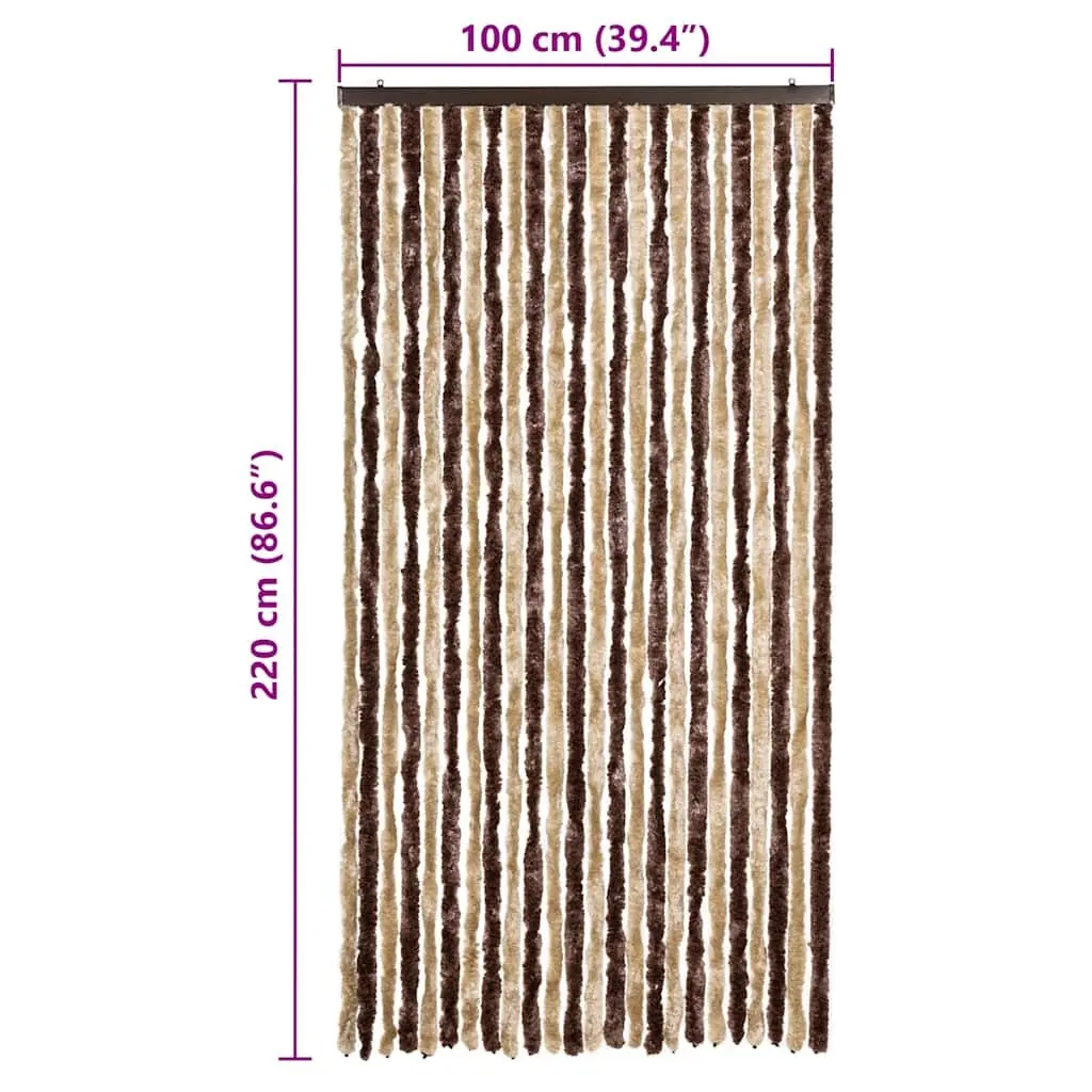Insect Curtain for Door 100x220 cm Chenille Beige Light Brown Fly Mosquito Screen