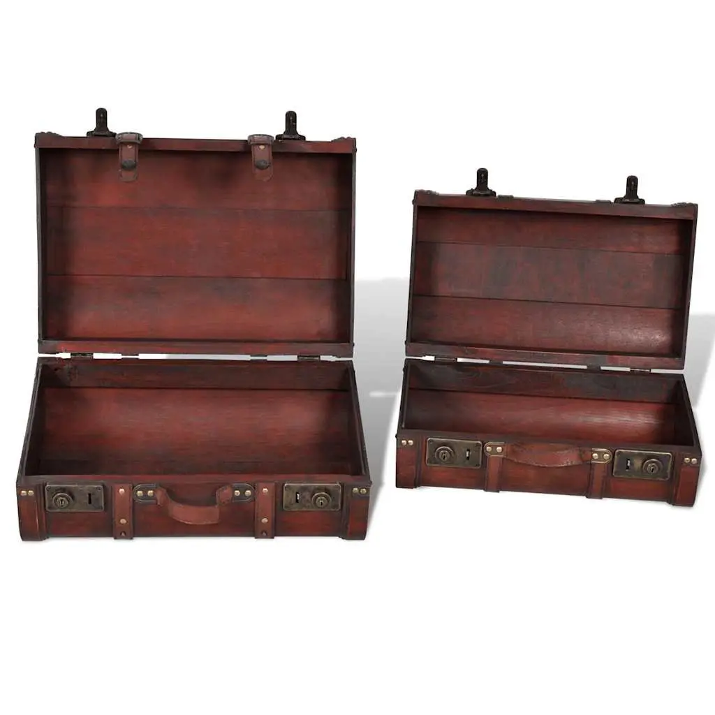 Wooden Storage Chests for Bedroom Living Room Hallway Vintage Brown 2 Piece