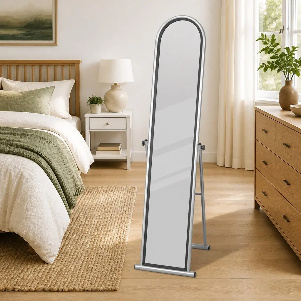 Full Length Floor Mirror Bedroom Living Room Grey