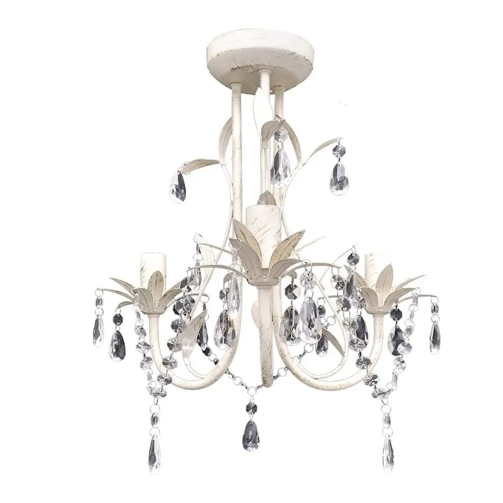 Crystal Pendant Ceiling Lamp Chandelier for Foyer Dining Room Living Room White