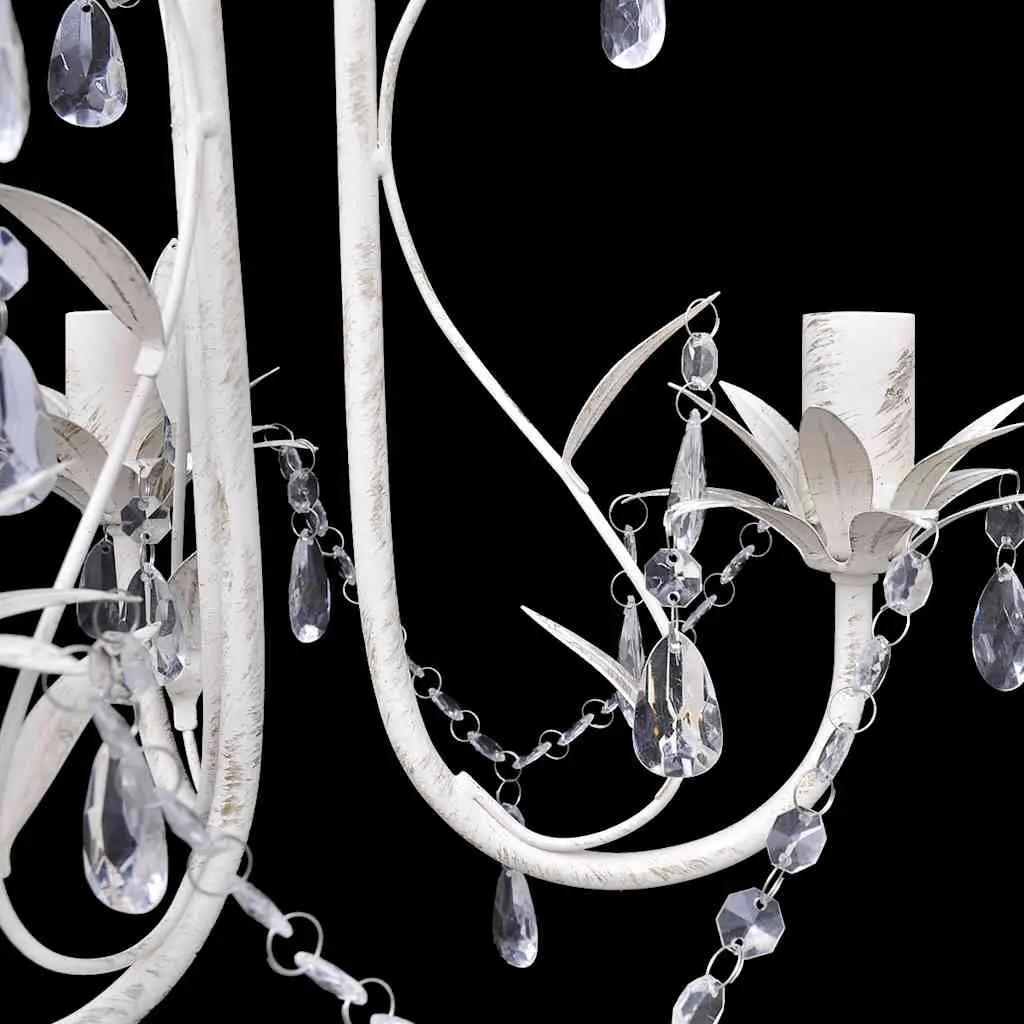 Crystal Pendant Ceiling Lamp Chandelier for Foyer Dining Room Living Room White