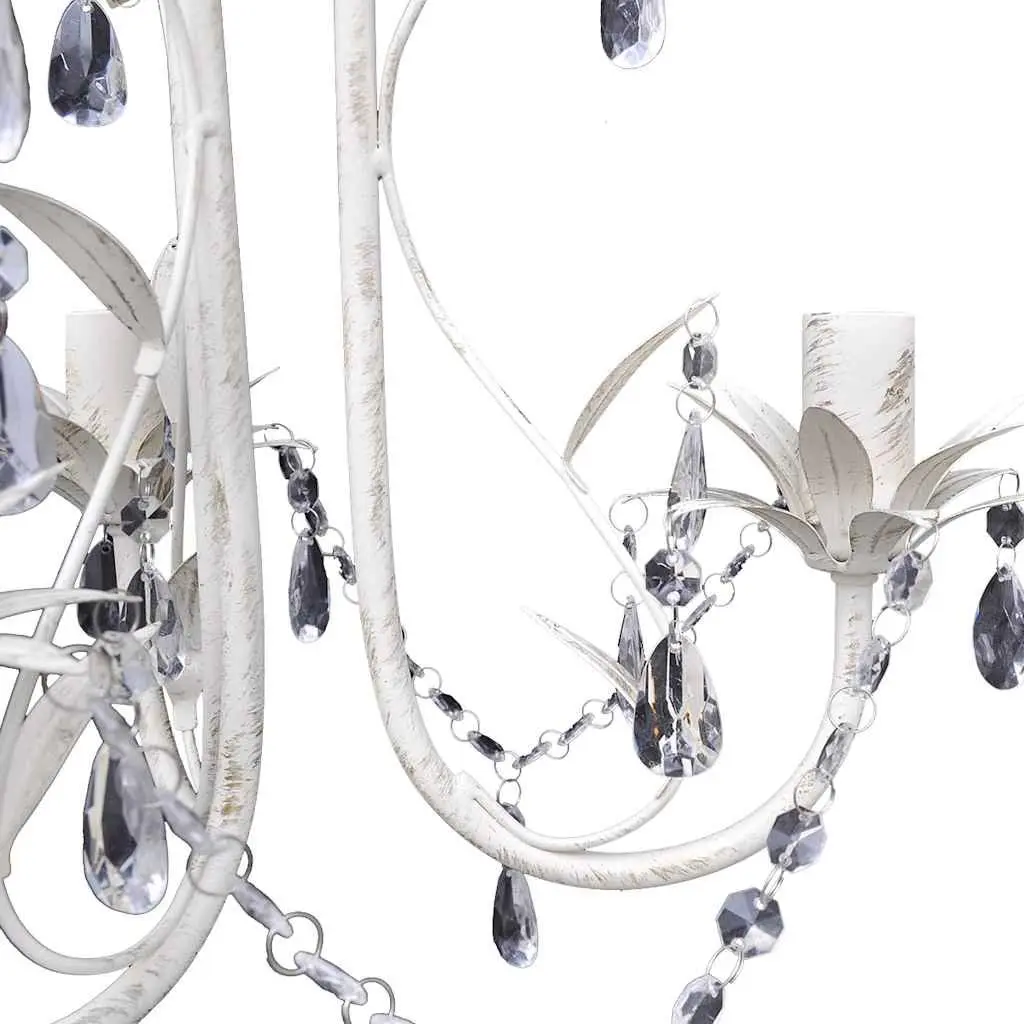 Crystal Pendant Ceiling Lamp Chandelier for Foyer Dining Room Living Room White