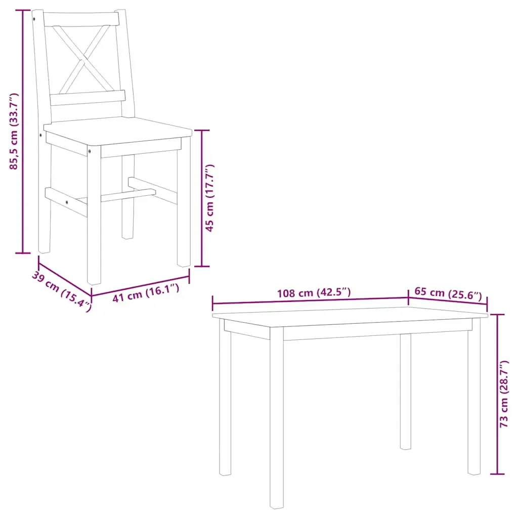 5 Piece Dining Set White Dining Table and 4 Chairs Kitchen Dining Room Furniture