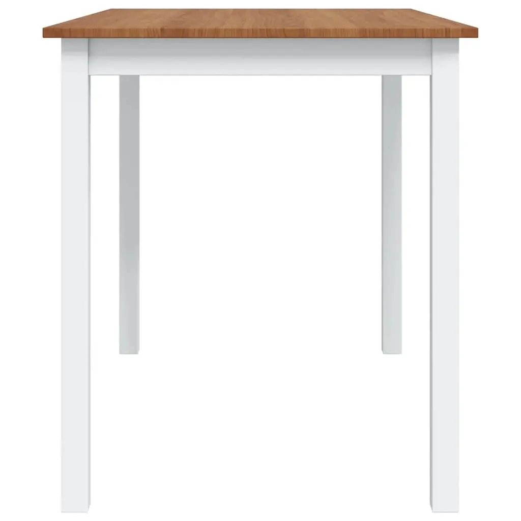 5 Piece Solid Wood Dining Set in Brown and White