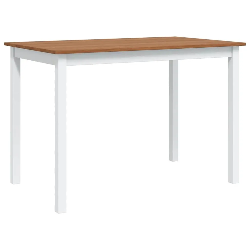 5 Piece Solid Wood Dining Set in Brown and White