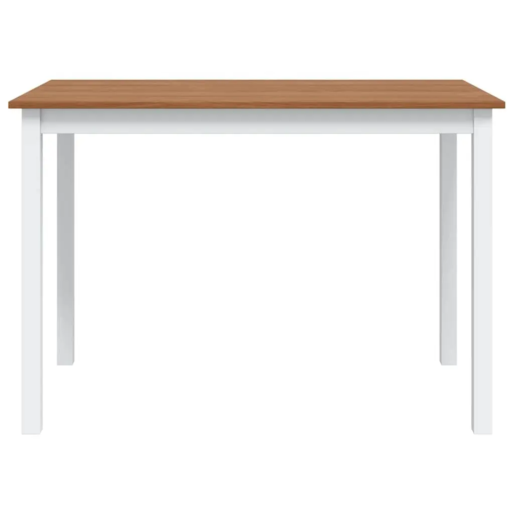 5 Piece Solid Wood Dining Set in Brown and White