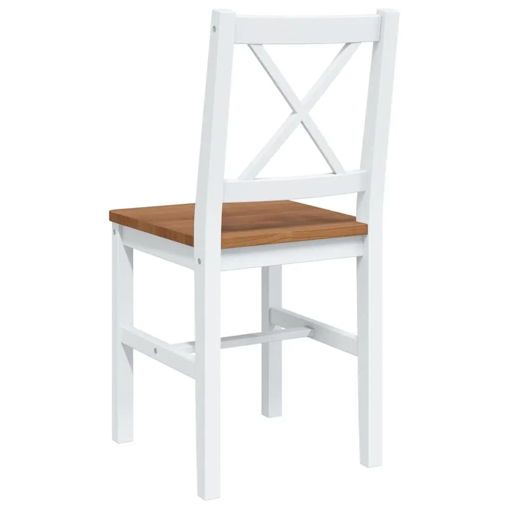 5 Piece Solid Wood Dining Set in Brown and White
