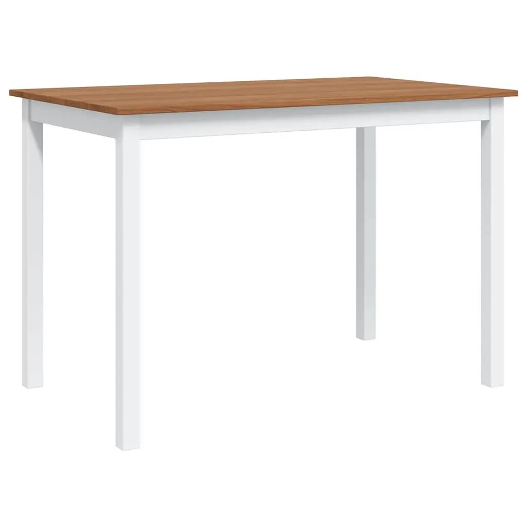 5 Piece Solid Wood Dining Set in Brown and White