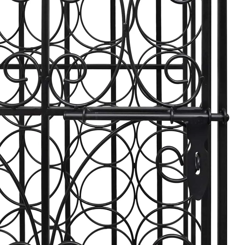 Floor Standing Wine Rack for 28 Bottles Black Metal Storage Cabinet Display
